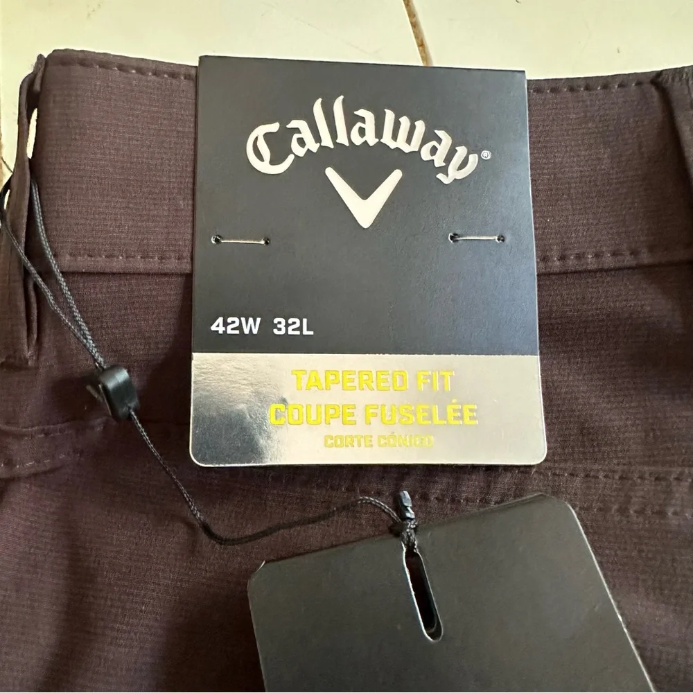 NWT•Callaway 5-Pocket Horizontal Textured Pants Size 42x32 DarkBrown